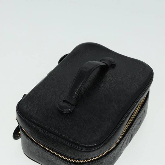 CHANEL COCO Mark Vanity Cosmetic Pouch Caviar Skin Black CC Auth yb640 - Picture 6 of 16